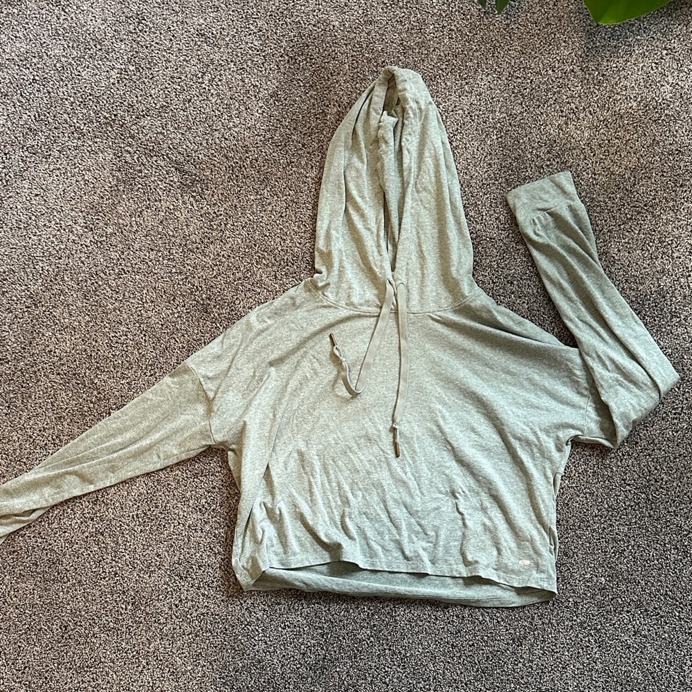 Light Green Hooded Crop Sweatshirt